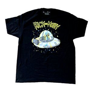 Rick and Morty XL T shirt Space Cruiser black Adult Swim Ripple Junction UFO